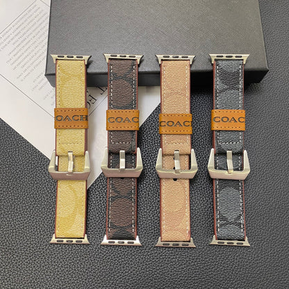 Leather Coach Apple Watch Band Black-
