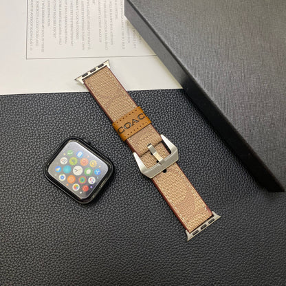 Leather Coach Apple Watch Band Light Brown-
