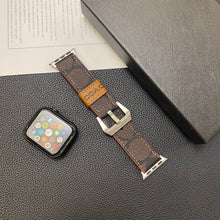 Leather Coach Apple Watch Band Dark brown-
