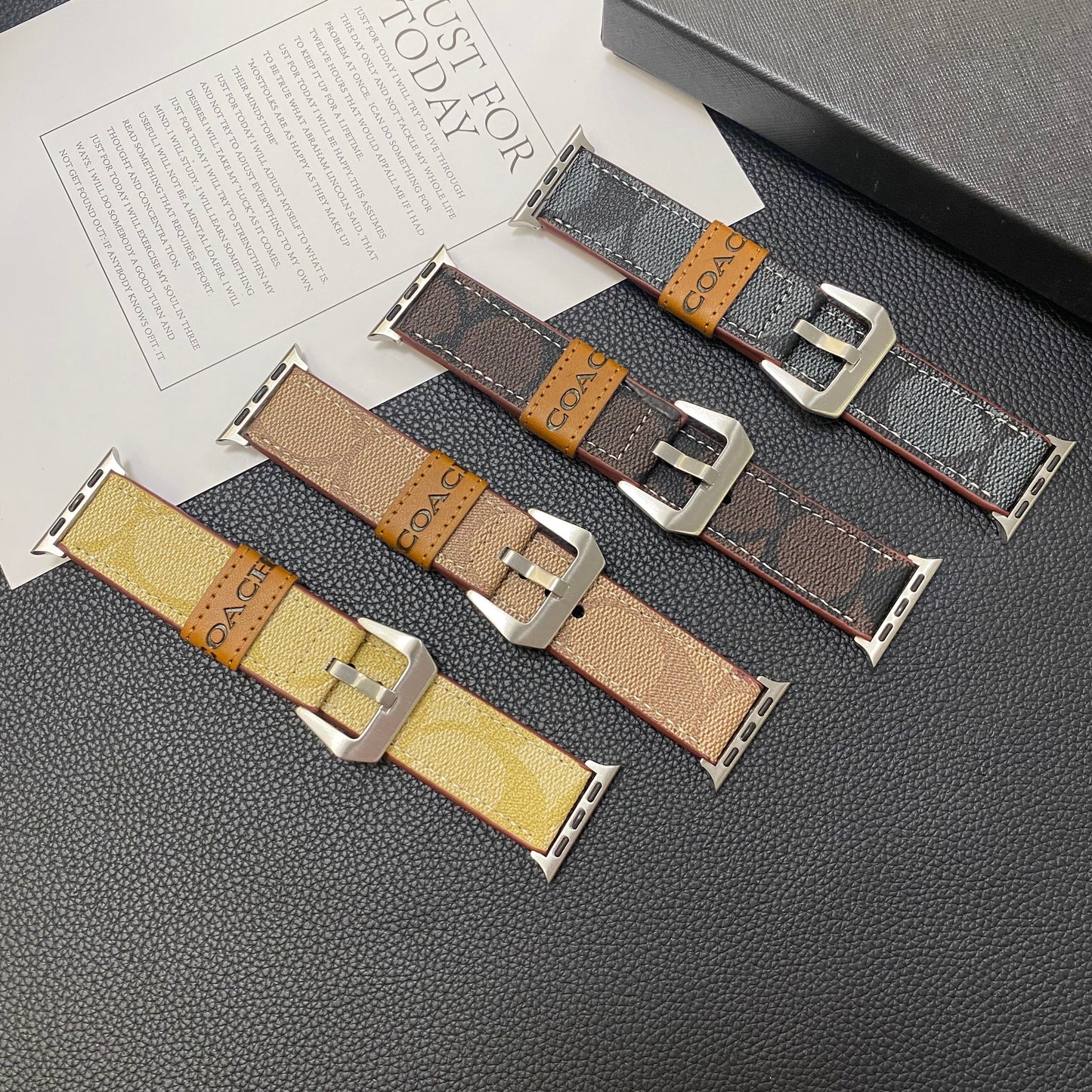 Leather Coach Apple Watch Band Light Brown-