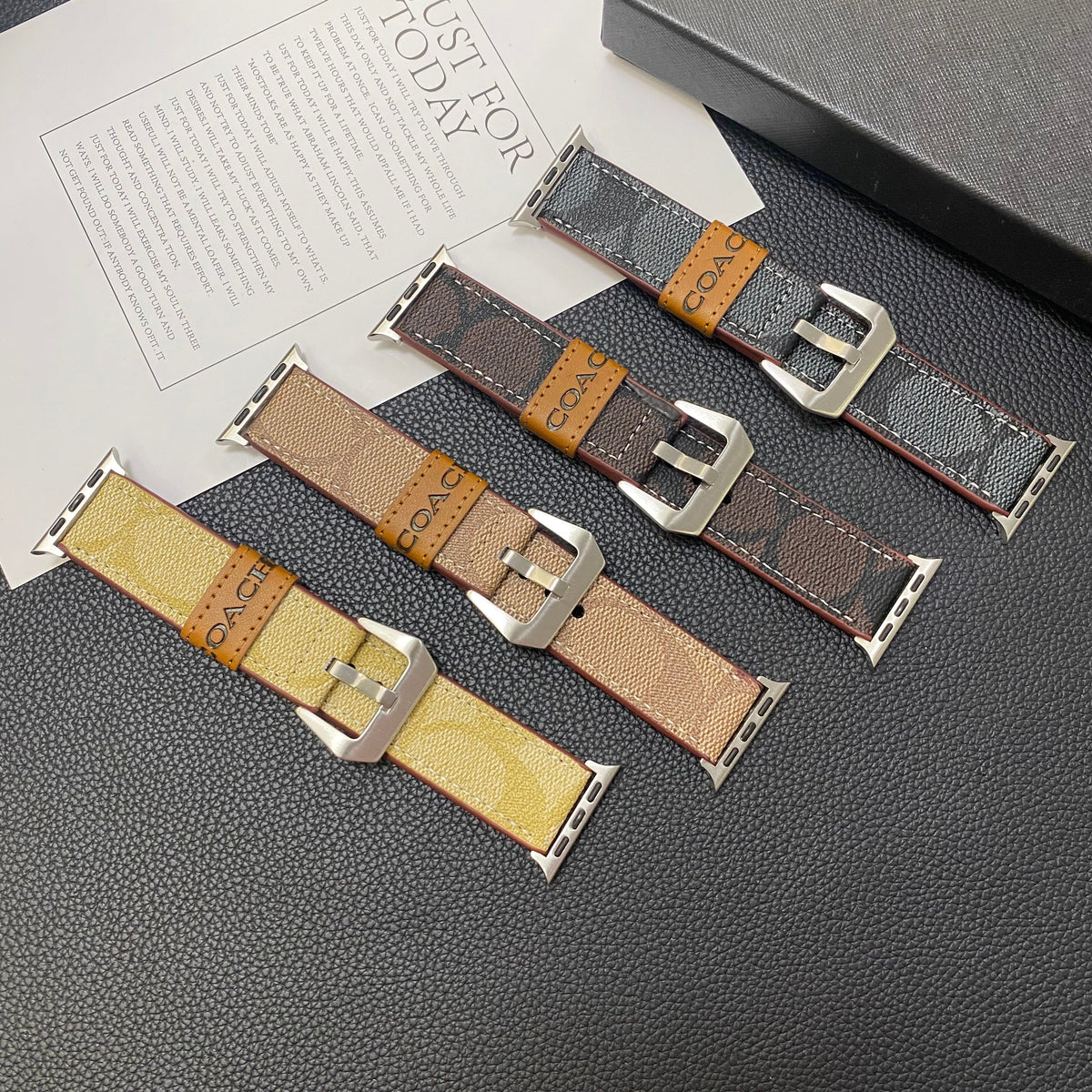 Leather Coach Apple Watch Band Light Brown-