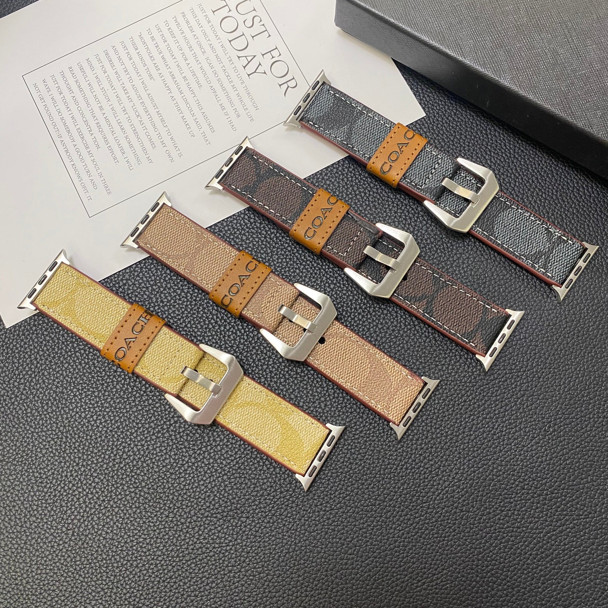 Leather Coach Apple Watch Band Light Brown-