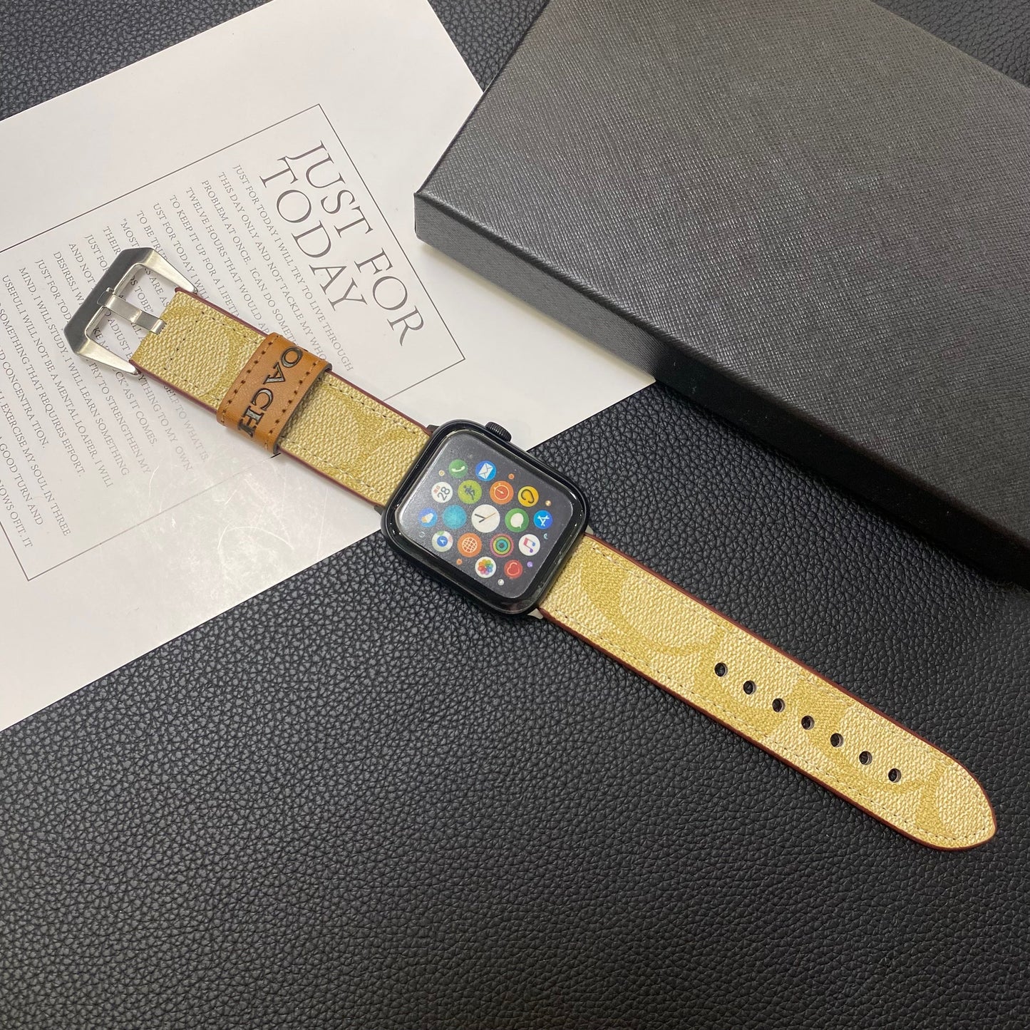 Leather Coach Apple Watch Band Coffee-