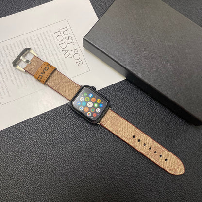 Leather Coach Apple Watch Band Light Brown-