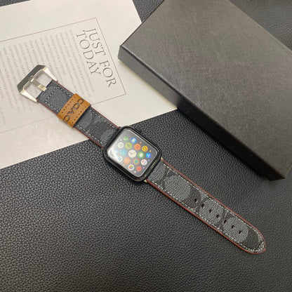 Leather Coach Apple Watch Band Black-