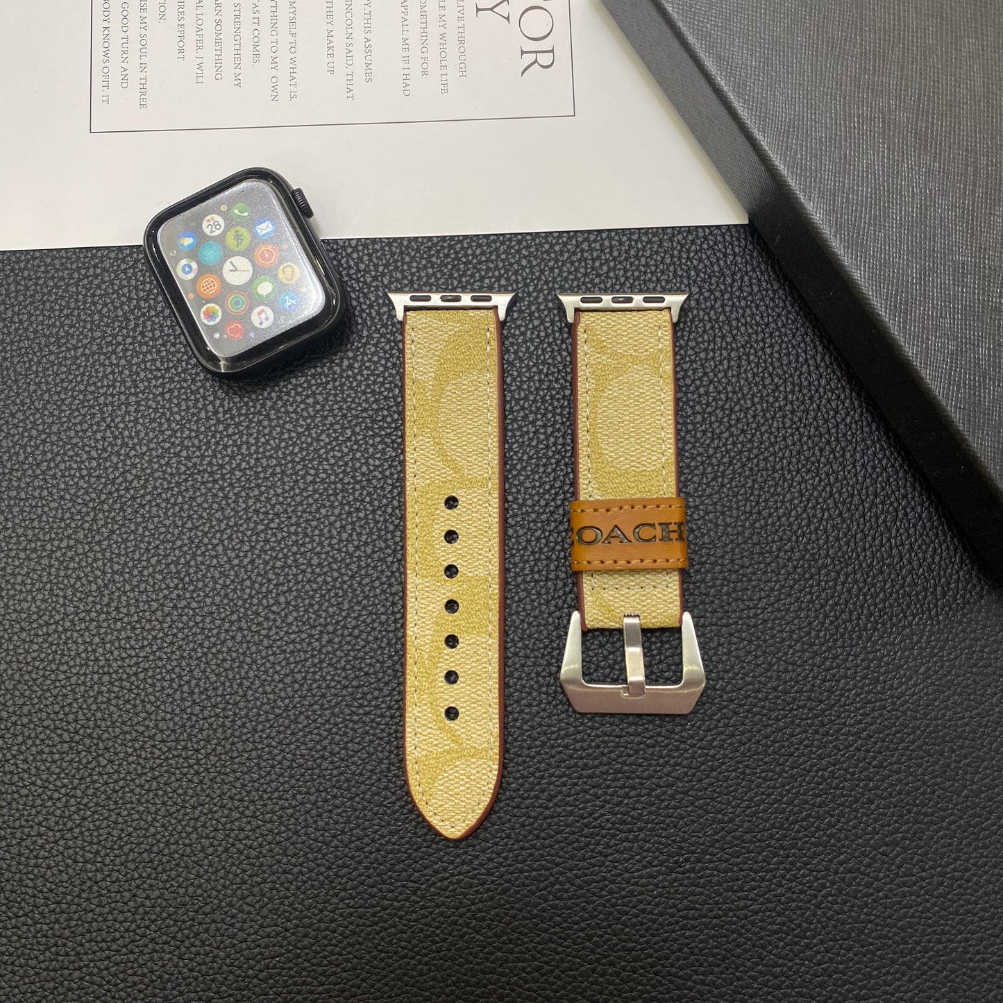 Leather Coach Apple Watch Band Coffee-