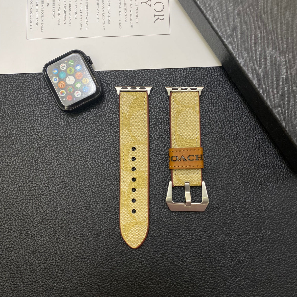 Leather Coach Apple Watch Band Coffee-