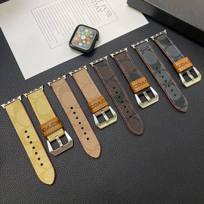 Leather Coach Apple Watch Band Light Brown-