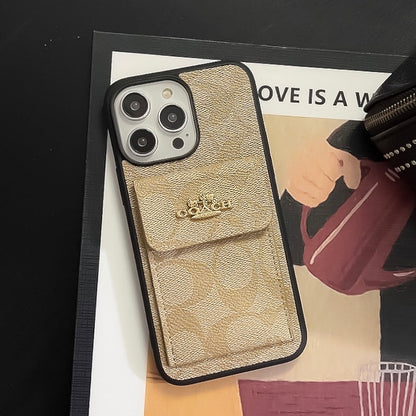 Classic iPhone Case With Card Holder Wallet Coffee