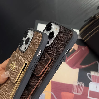Classic iPhone Case With Card Holder Wallet Light Brown