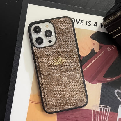 Classic iPhone Case With Card Holder Wallet Light Brown
