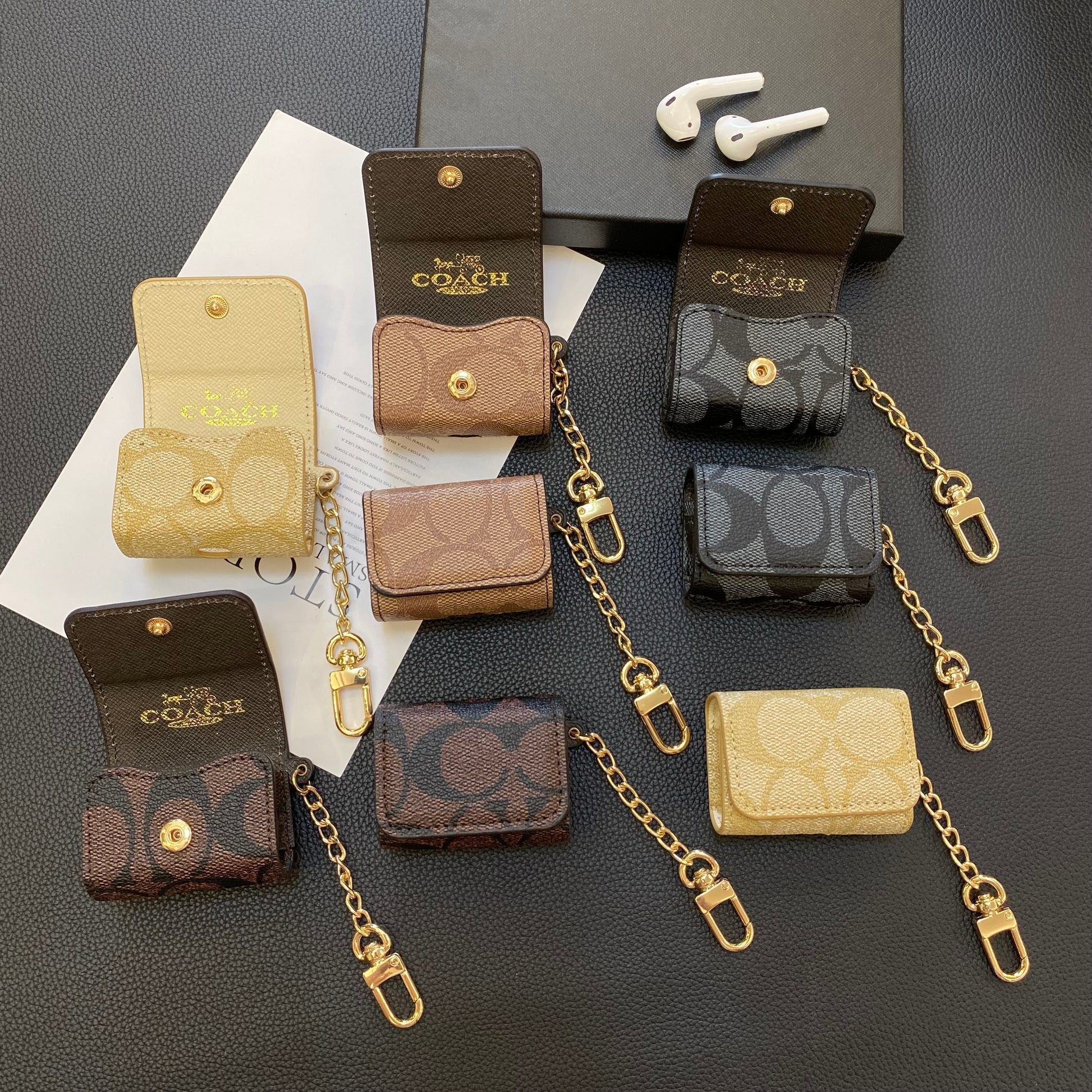 Luxury Coach AirPods Cases Dark brown-