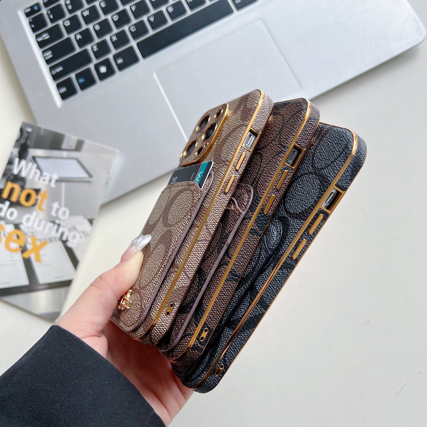 Classic iPhone Case With Card Holder Coffee