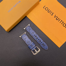 Leather Monogram Apple Watch Bands Leather Blue