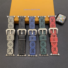 Leather Monogram Apple Watch Bands Leather Blue