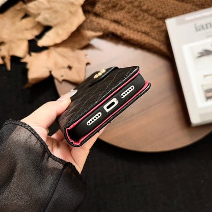 Luxury Quilted Wallet iPhone Case with Tassel & Gold Clasp