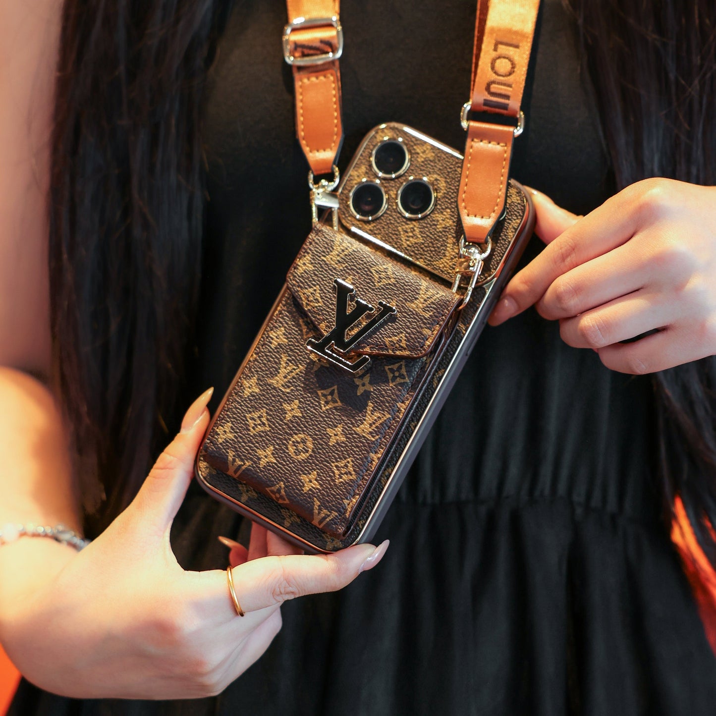 New Classic Luxury Card Holder iPhone Case with Crossbody Strap 03