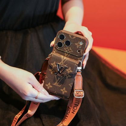 New Classic Luxury Card Holder iPhone Case with Crossbody Strap 03