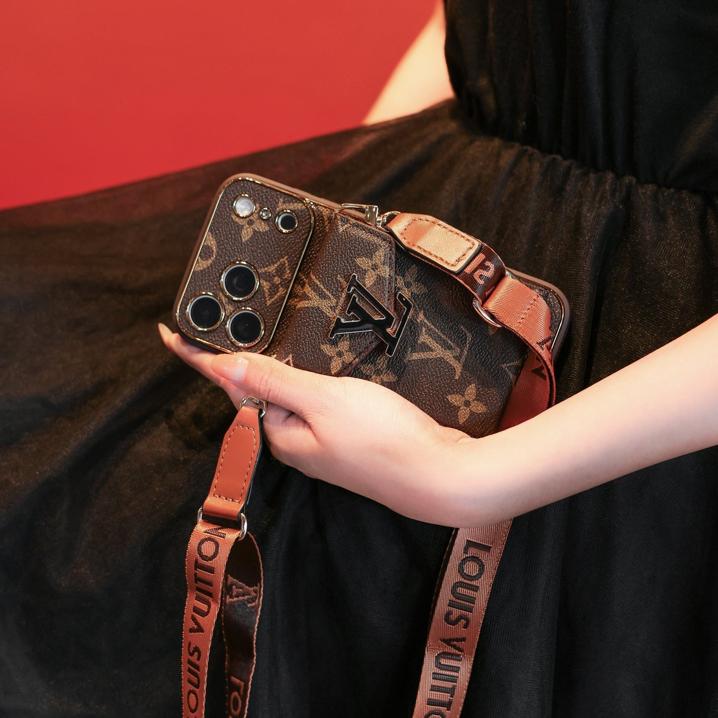 New Classic Luxury Card Holder iPhone Case with Crossbody Strap 03