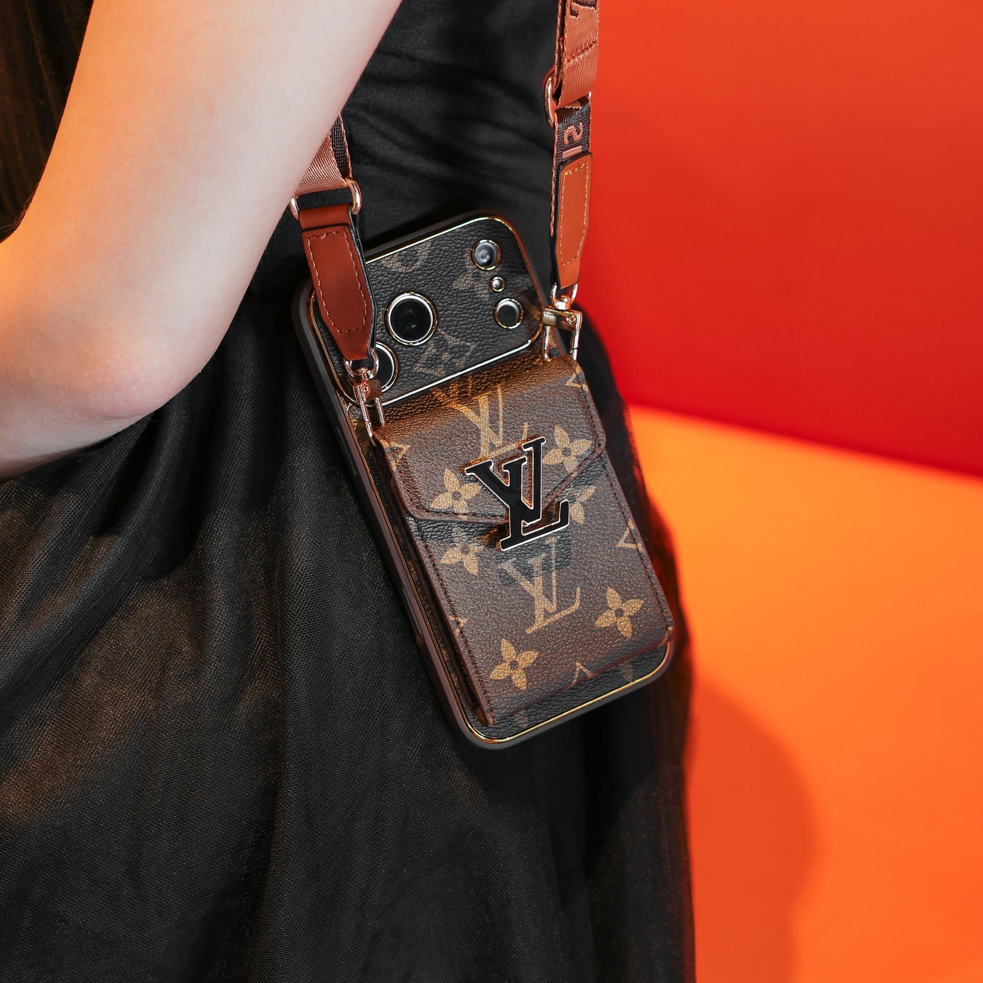 New Classic Luxury Card Holder iPhone Case with Crossbody Strap 03