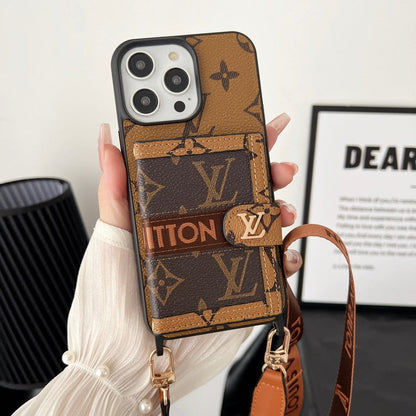 Luxury Card Bag Chain Classic Brown iPhone Case