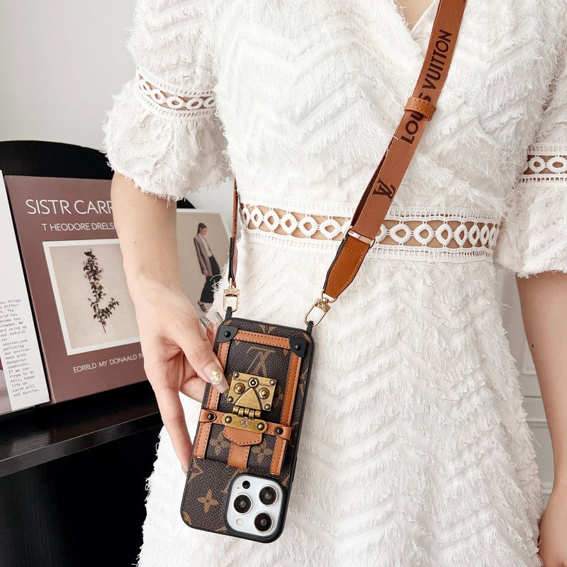Luxury Brown Crossbody Chain iPhone Case
