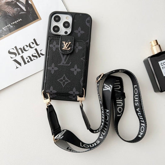 Luxury Black & White Crossbody Card Bag iPhone Case