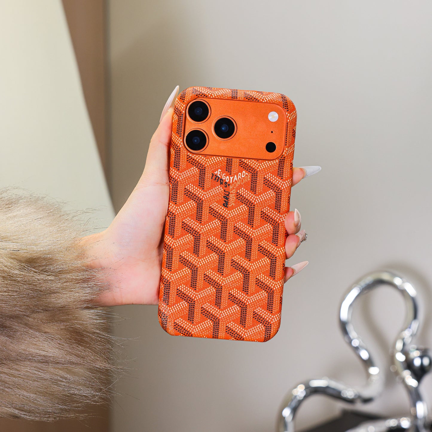 Luxury Textured Orange iPhone Case – Shockproof Stylish Protective Cover