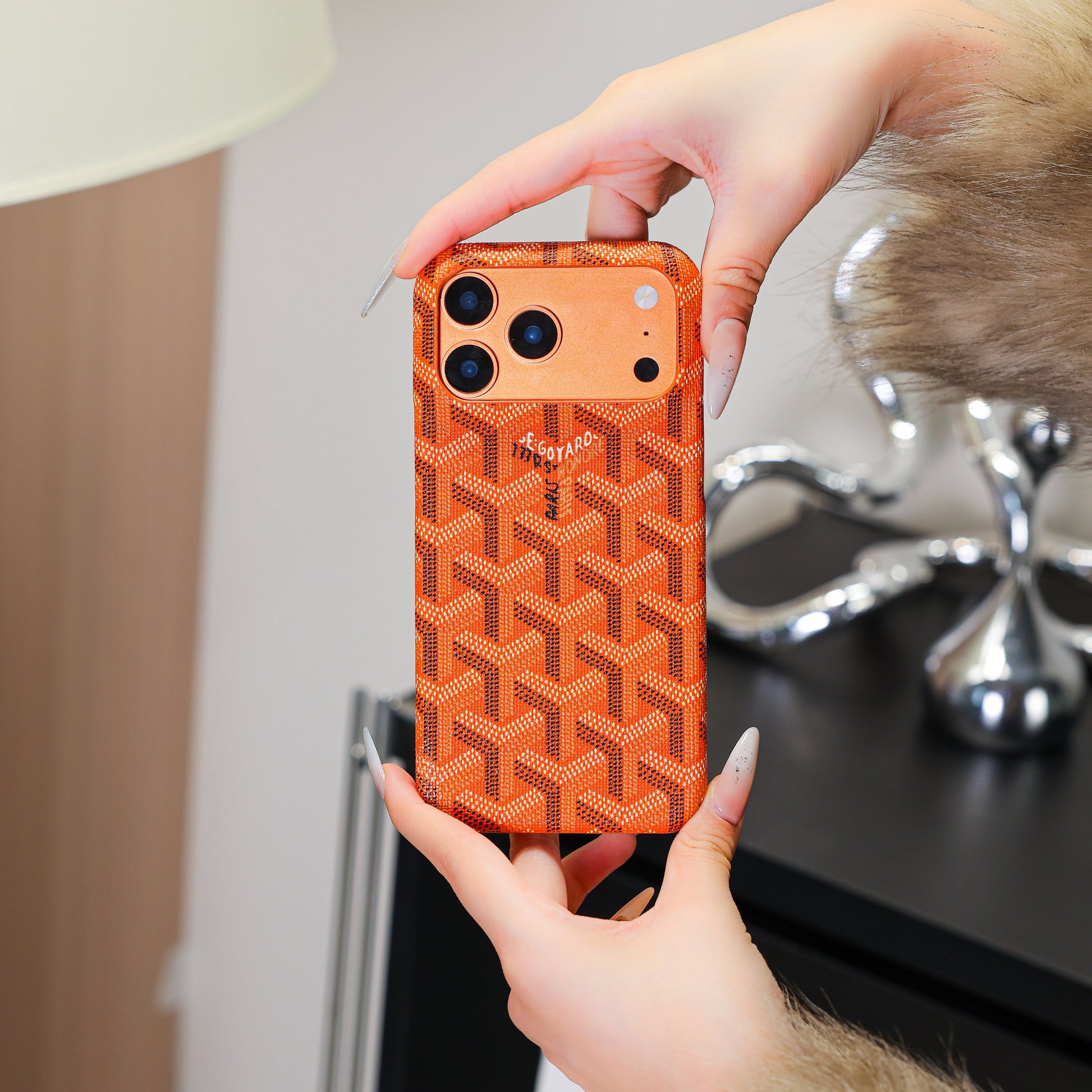 Luxury Textured Orange iPhone Case – Shockproof Stylish Protective Cover