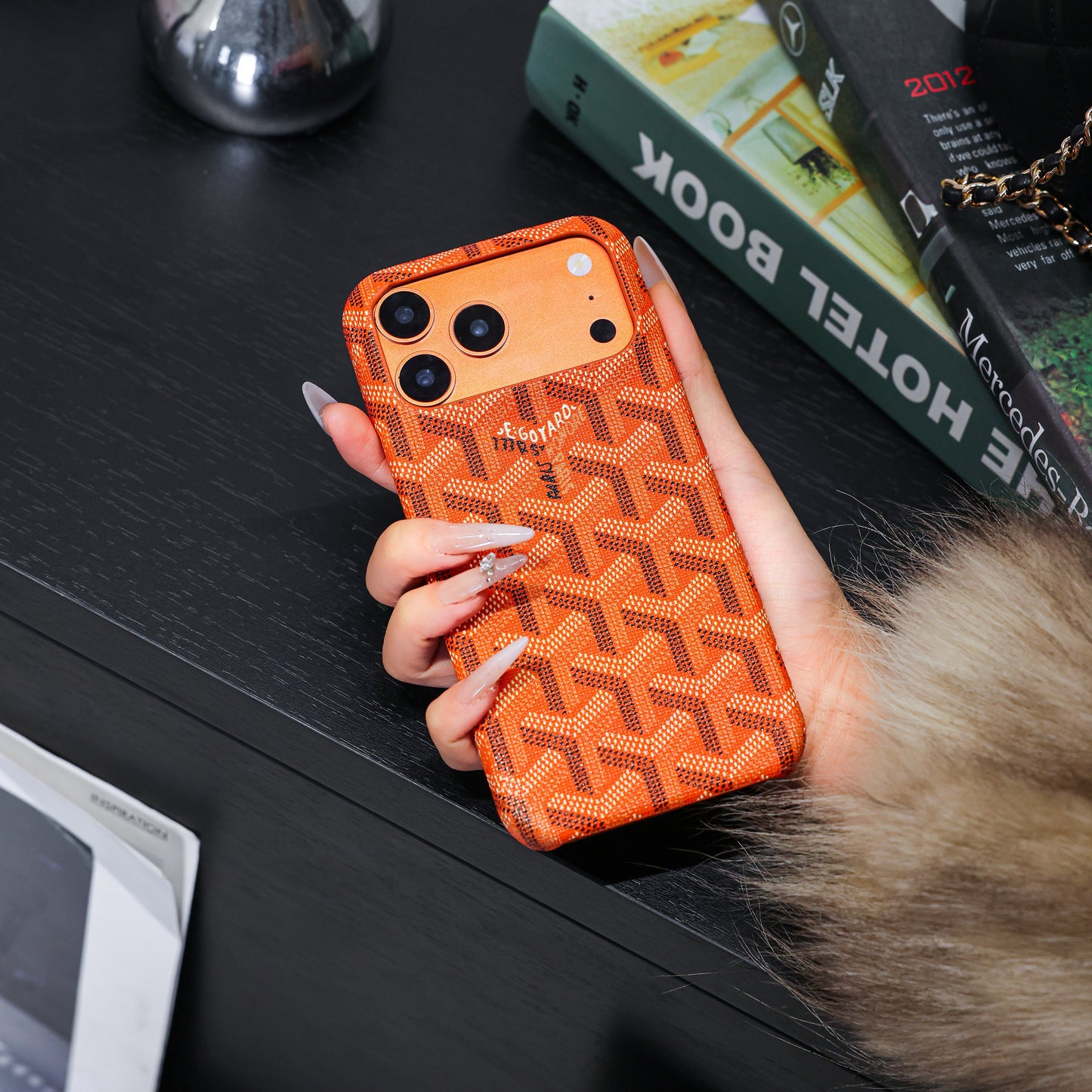 Luxury Textured Orange iPhone Case – Shockproof Stylish Protective Cover