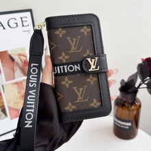 Luxury Pattern Wallet iPhone Case with Card Holder and Strap