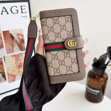 Luxury Pattern Wallet iPhone Case with Card Holder and Strap