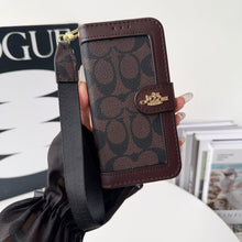 CO Luxury Pattern Wallet iPhone Case with Card Holder and Strap