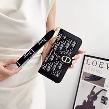 Fashion Elegant Pattern Wallet iPhone Case with Detachable Wrist Strap