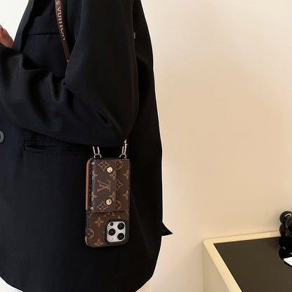 Luxury Card Bag Chain Brown iPhone Case