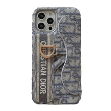 Fashion Black & Grey Fabric Card Bag iPhone Case