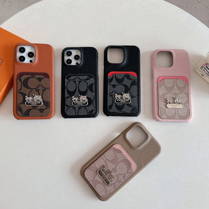 Classic Card Bag Leather iPhone Case