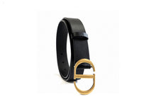 CD Black Calfskin Belt with Gold Buckle
