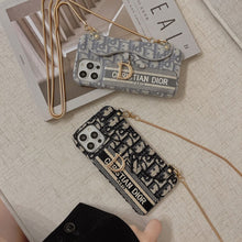 Fashion Black & Grey Fabric Card Bag Crossbody iPhone Case