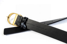 CD Black Calfskin Belt with Gold Buckle