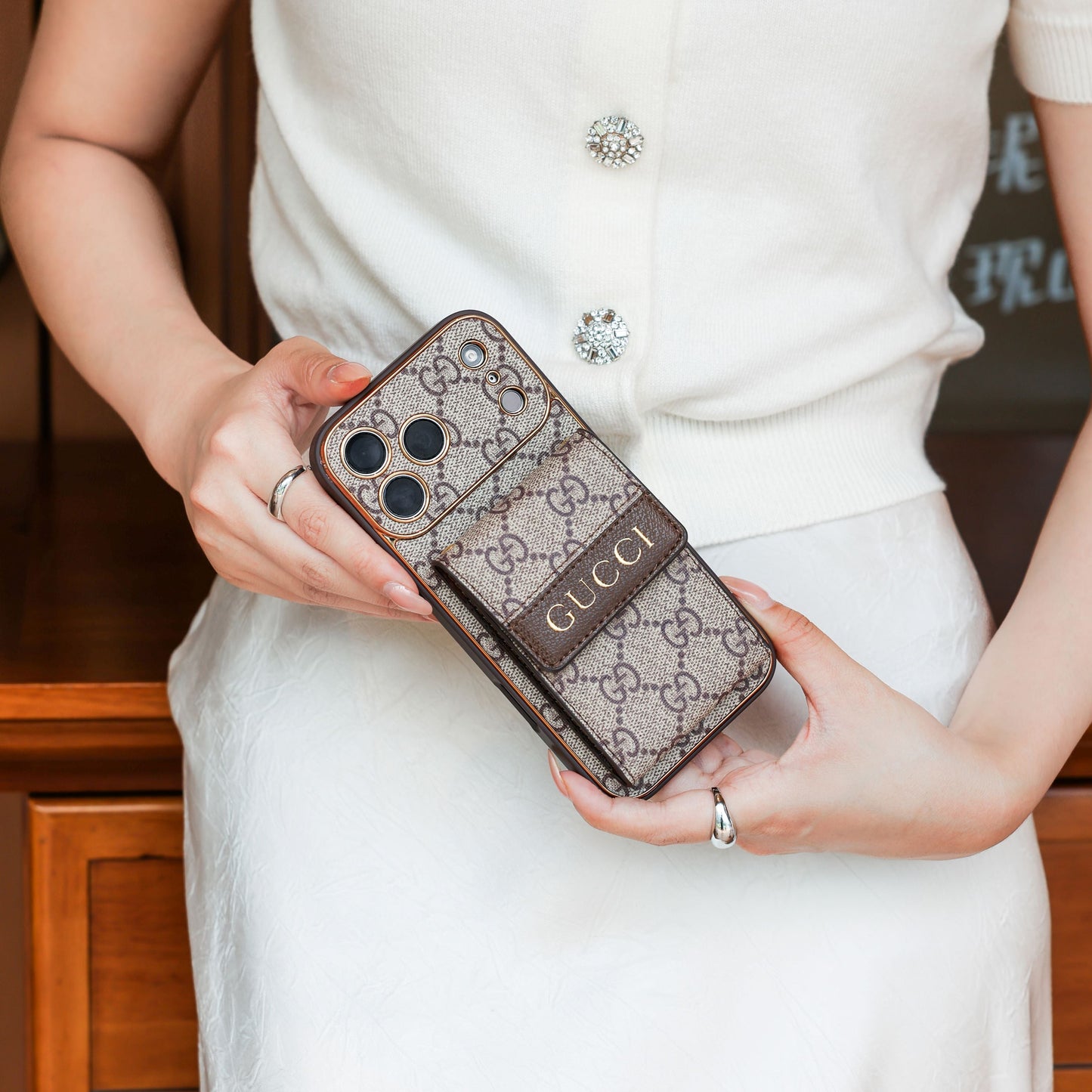 Luxury Vintage Pattern iPhone Case | Wallet Card Holder & Crossbody Strap
