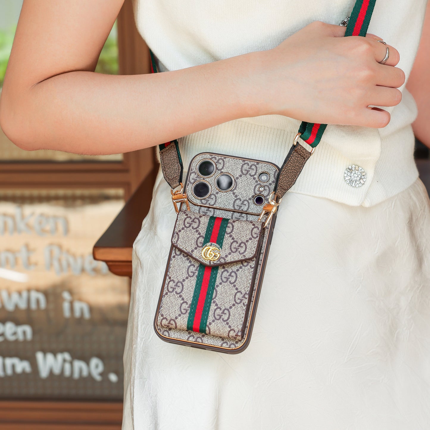 Luxury Vintage Pattern iPhone Case | Wallet Card Holder & Crossbody Strap