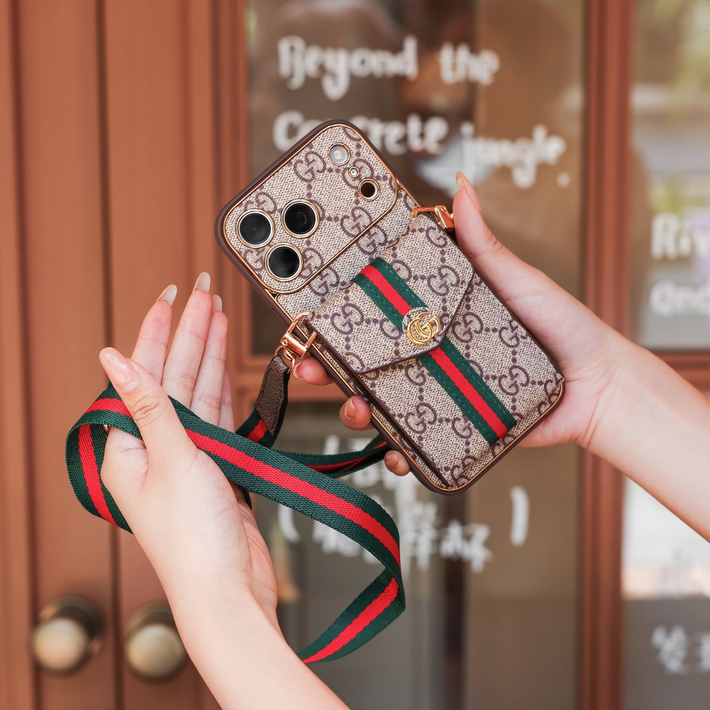 Luxury Vintage Pattern iPhone Case | Wallet Card Holder & Crossbody Strap