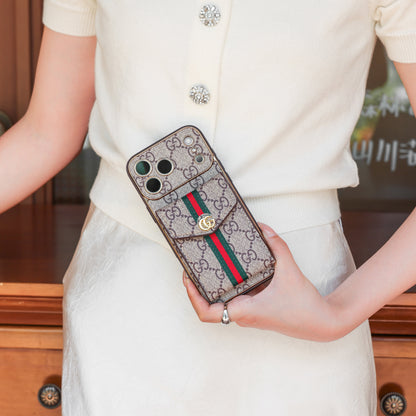Luxury Vintage Pattern iPhone Case | Wallet Card Holder & Crossbody Strap