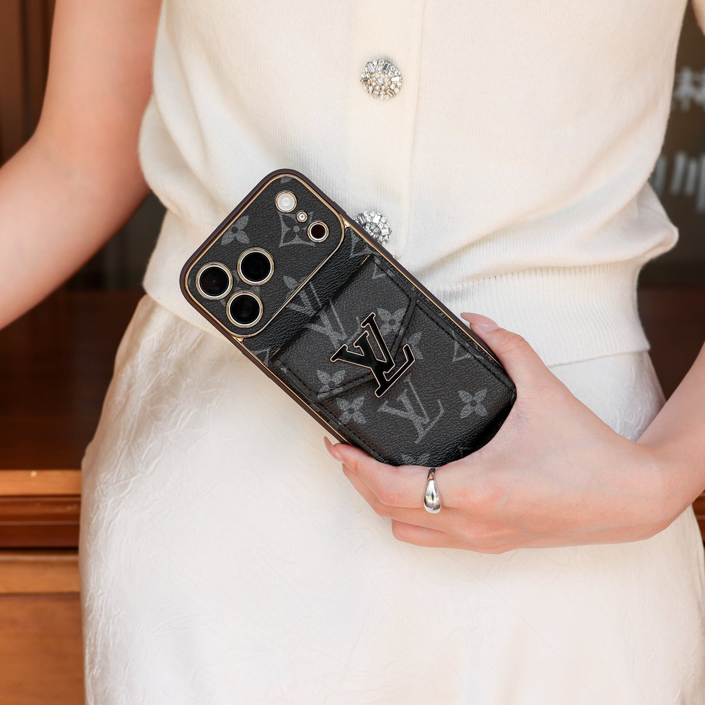 New Classic Luxury Card Holder iPhone Case with Crossbody Strap 03