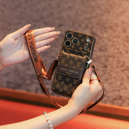 New Classic Luxury Card Holder iPhone Case with Crossbody Strap 012