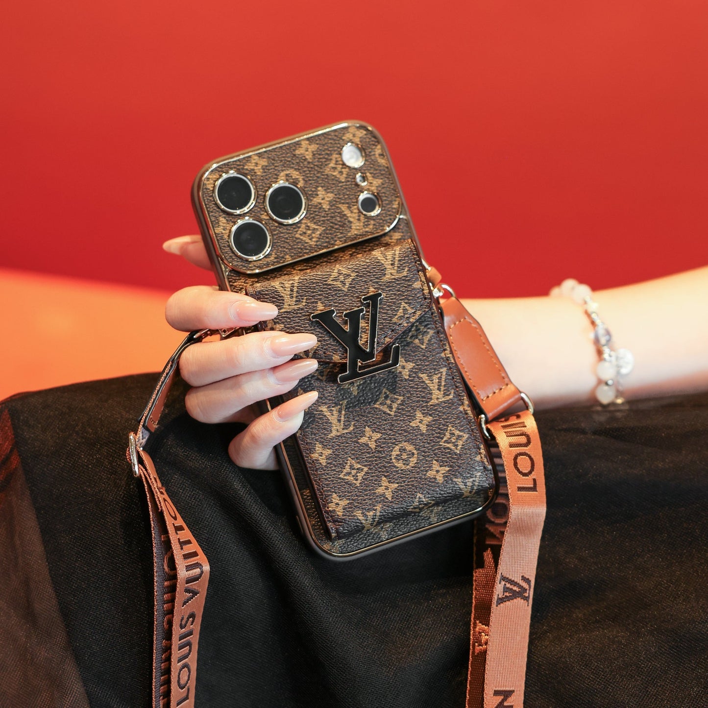 New Classic Luxury Card Holder iPhone Case with Crossbody Strap 03