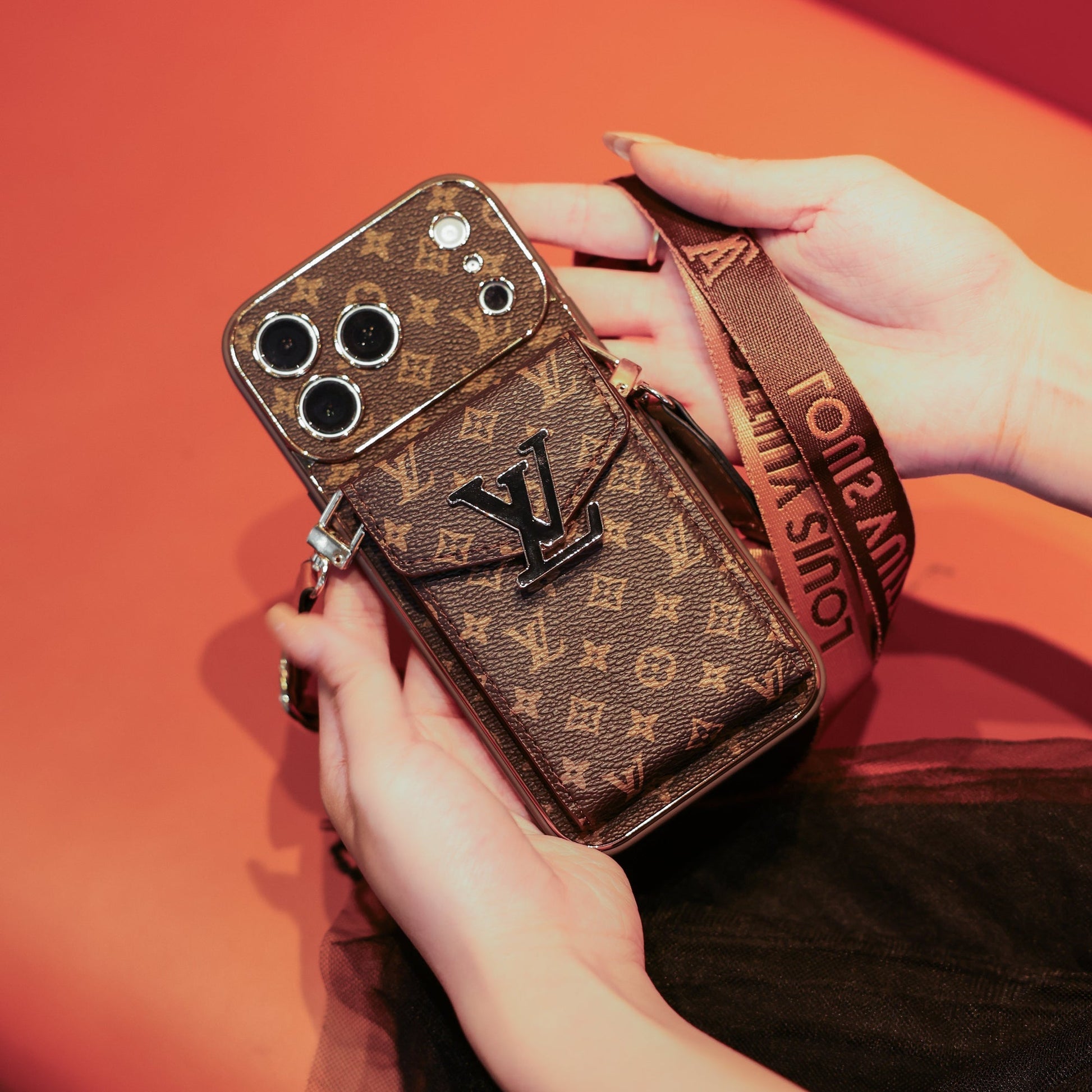 New Classic Luxury Card Holder iPhone Case with Crossbody Strap 03