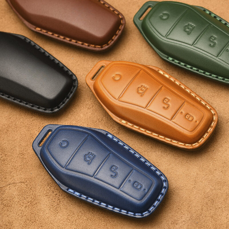 Luxury Leather Car Key Case Cover Fob Shell for BYD