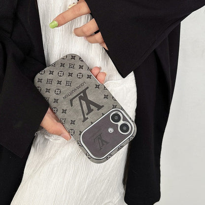 Luxury Brown & Black Color Leather iPhone Case